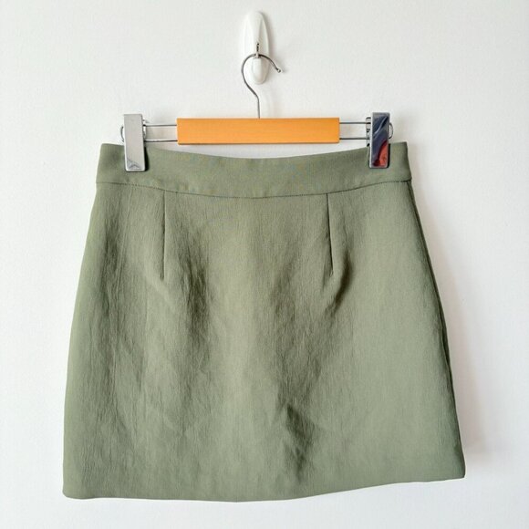Aritzia Wilfred Tai High Waisted Button Up Mini Skirt Sage Green Size 2 - Picture 3 of 5